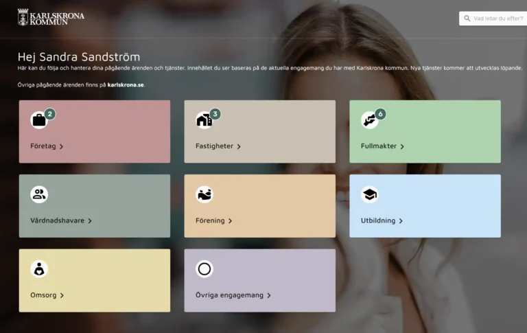 Bild av Invånarportalens dashboard