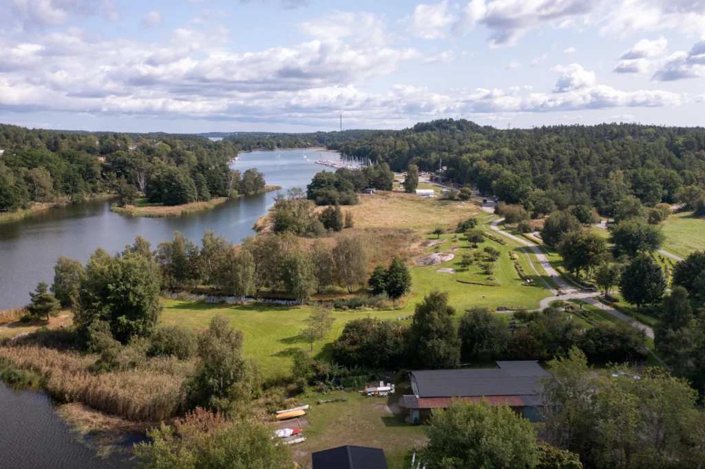 Flygplansvy över Lidingös landskap