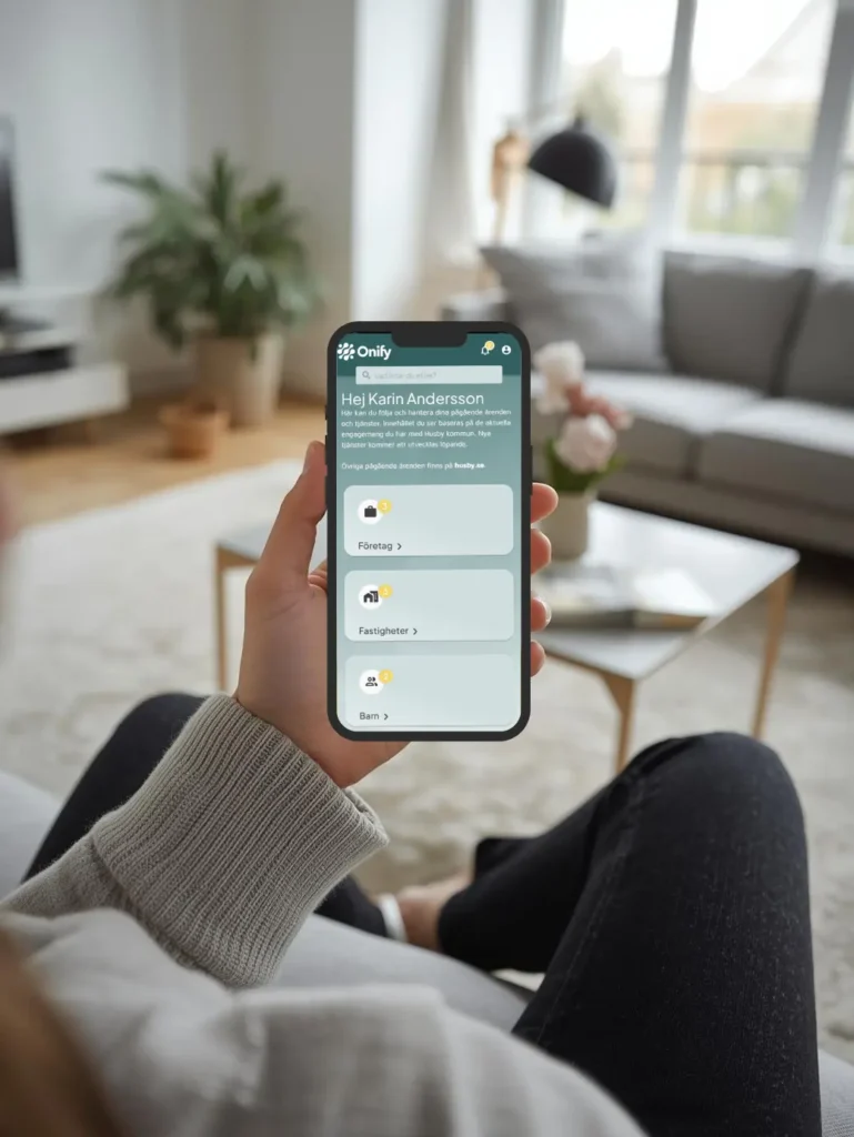 Invånarportal för kommunal service – Onify Invånare mobilvy